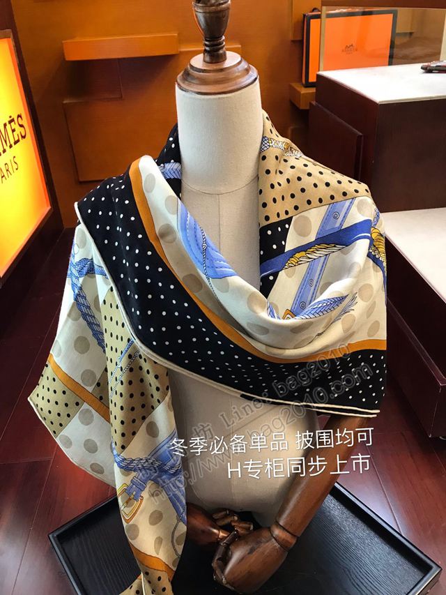 HERMES圍巾 最新款同步專櫃 愛馬仕真絲羊絨大方巾 經典百搭  llwj6737
